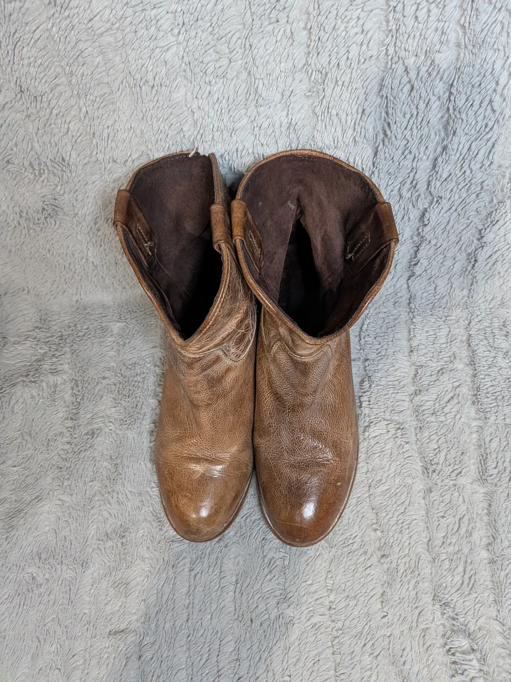 Corral Boots Women's Tan Leather Ankle Booties with Low Block Heel Size 7